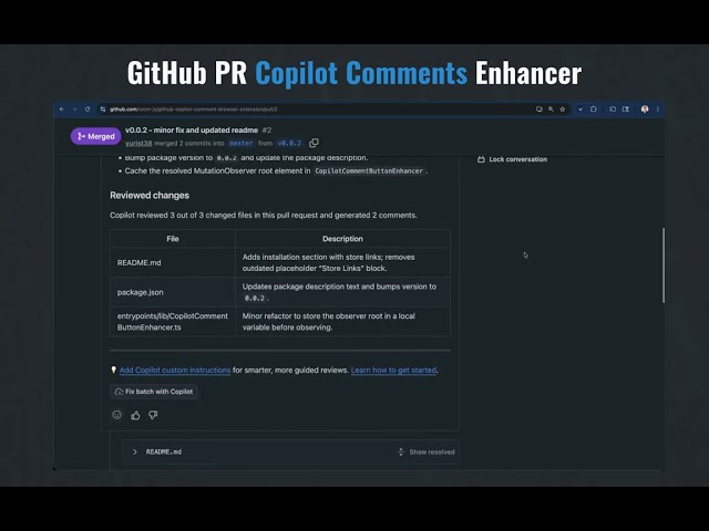 GitHub PR Copilot Comments Enhancer (browser extension)
