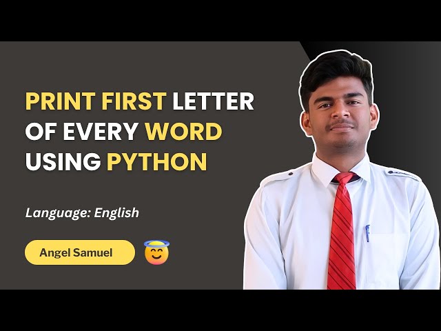 ✅ Print First Letter of Every Word Using Python 🐍 | Easy Beginner Logic 🔡💡 #pythonprogram 