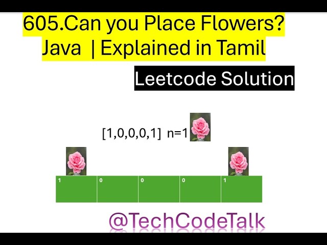 Can you place flowers - Leetcode problem 605 - explained in java - Tamil