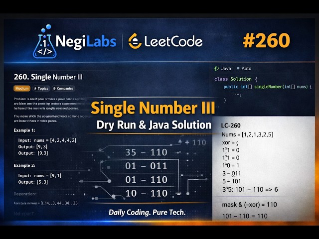 LeetCode 260 Single Number III | Java Solution + Dry Run Explained