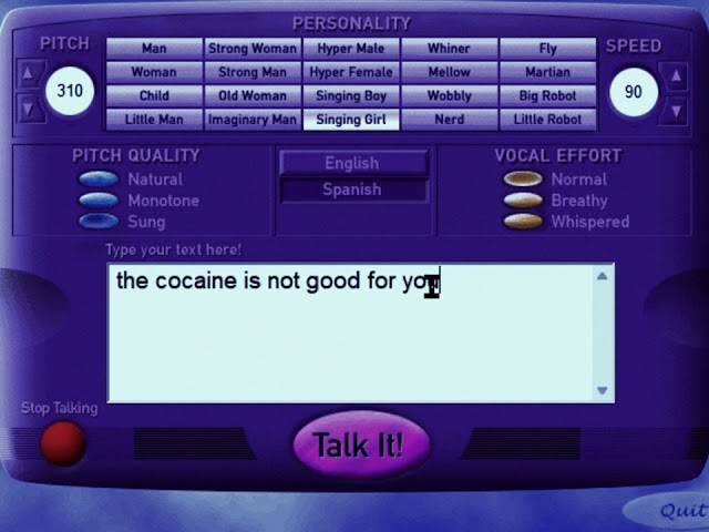 Hehe I got Microsoft talk it! :3