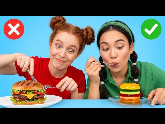 STICKY FOOD VS. REAL FOOD CHALLENGE || Fun Food Challenges by 123 GO! GOLD