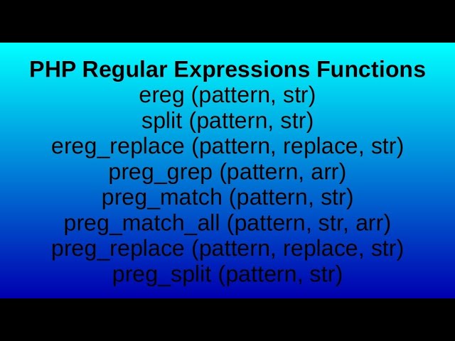 PHP Regular Expres​sions Functions