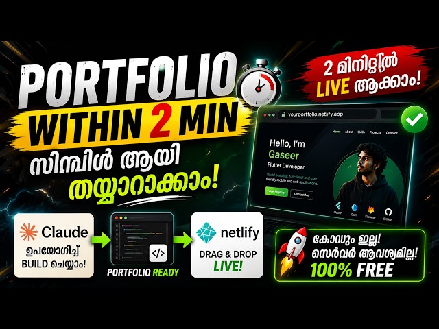 ₹0 ചിലവിൽ Portfolio Website! 🚀 Claude AI + Netlify | 2 മിനിറ്റിൽ