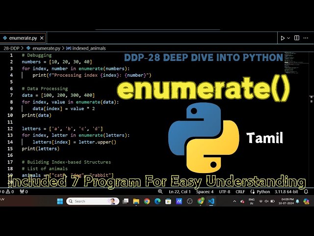 Enumerate Python In Tamil With Code Samples | 28 DDP