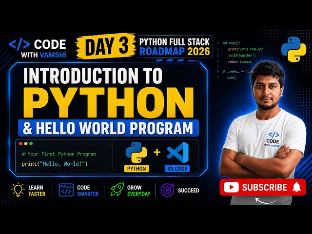 Introduction to Python | Write Your First Python Program (Hello World) | Day 3