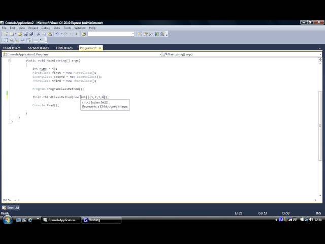 C# Beginner Programming Methods, Passing Arguments, Array Object Part 14
