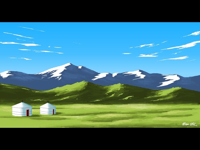How to  Draw in Ms Paint | Ms Paint Drawing | paint in computer | scenery drawing Mongolia Landscape