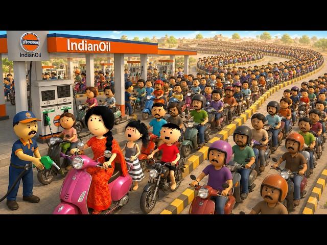Sister-in-law went to get petrol - Family vlog (Chaos at the petrol pump) - Comedy time toons