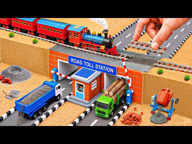 DIY Mini Tractor Builds a Brick Railway Overpass Above Highway | Construction Science Project