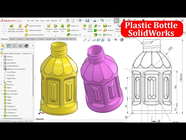 Plastic Bottle Modeling in SolidWorks