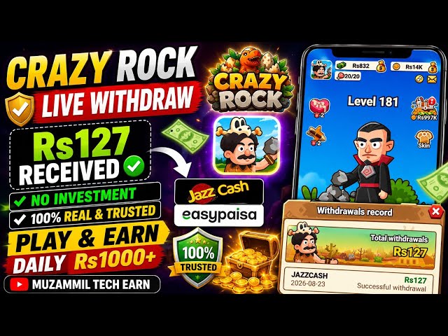 New earning app in pakistan 2026 Without Investment  | Crazy Rock Withdraw Easypaisa & Jazzcash 