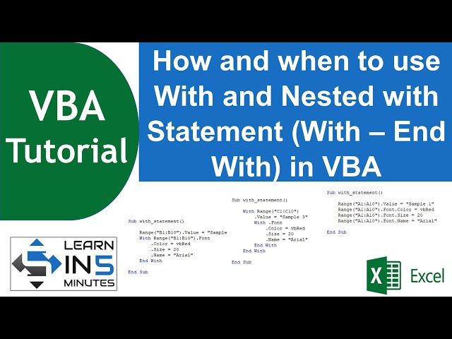 How to use With and Nested with Statement (With – End With) in VBA Programming | Learn in 5 Minutes