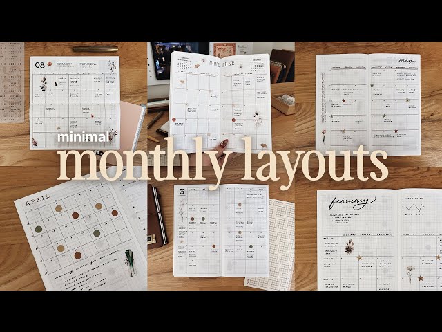 12 Minimal Monthly Layout Ideas (for diy planners & bullet journaling)
