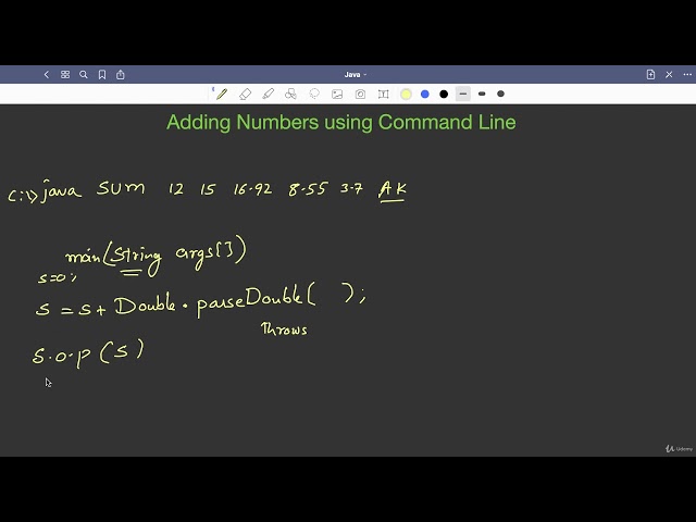 Lecture 10.14 : Student Challenge — Sum of Numbers from Command-Line — [Abdul Bari] Java Course