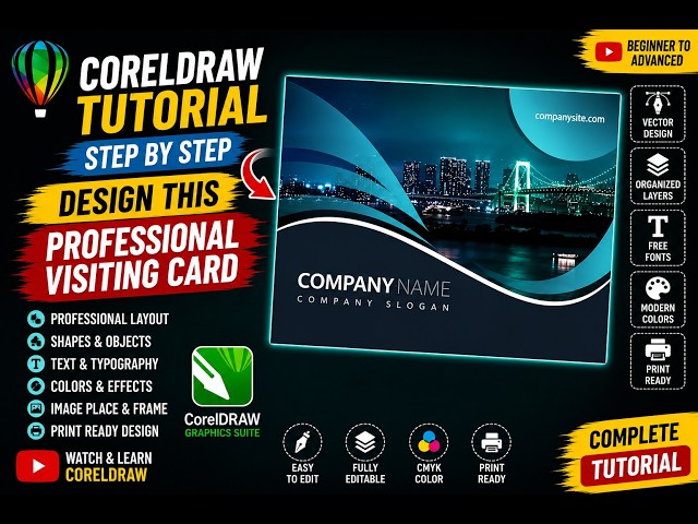 CorelDRAW Visiting Card Design Tutorial | Professional Business Card Design Step by Step