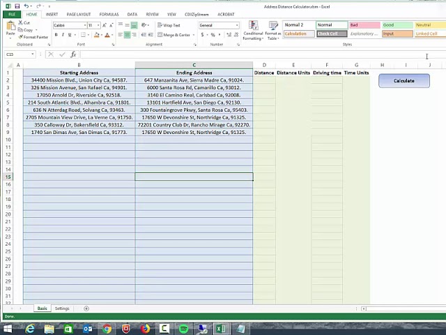 Driving Time and Distance Calculator - Google Maps to Microsoft Excel