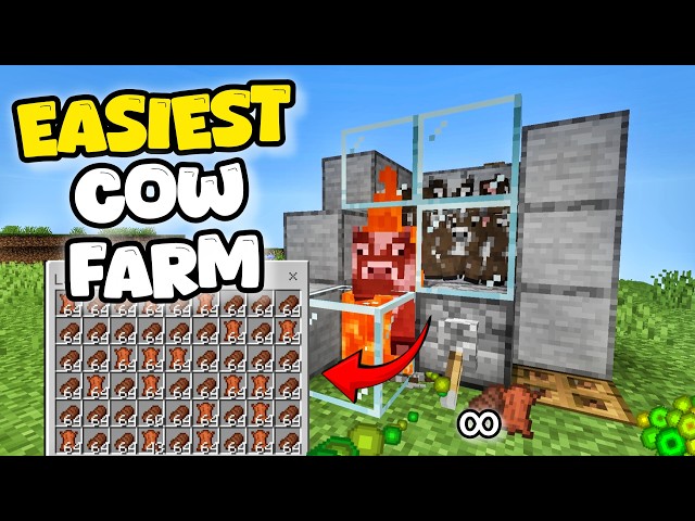EASY AND NEW COW FARM for Minecraft Bedrock and Java Edition (works on all versions)!