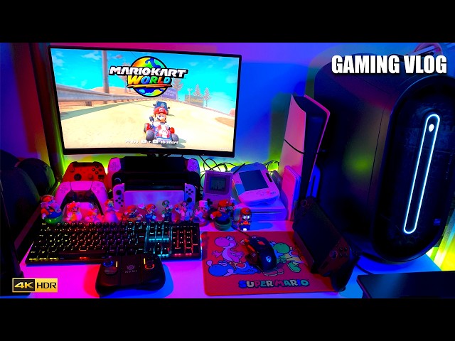 Gaming Desk Cleaning & Makeover + Playing Mario Kart World | Gaming Vlog