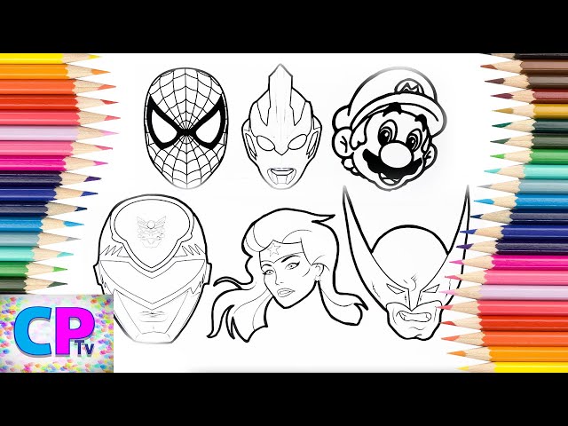 Wolverine,Power Rangers,Spiderman,Iron Man...... Coloring Pages Tv ,How to Color Superheroes Heads