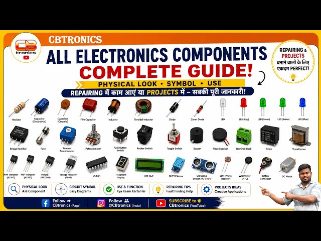 31 Basic Electronic Components Explained | Beginners Guide to Electronics Repairing & Projects