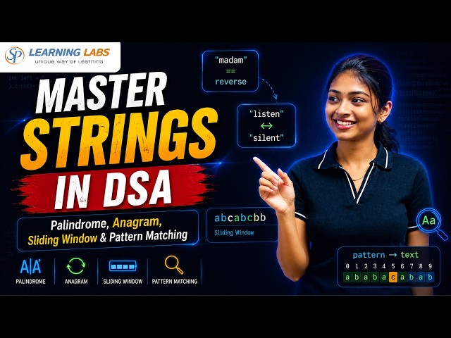 Master Strings in DSA | Palindrome, Anagram, Sliding Window & Pattern Matching