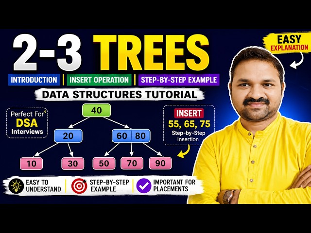 In Telugu | 2-3 Trees | Introduction | Insert Operation | Step-by-Step Example | Data Structures