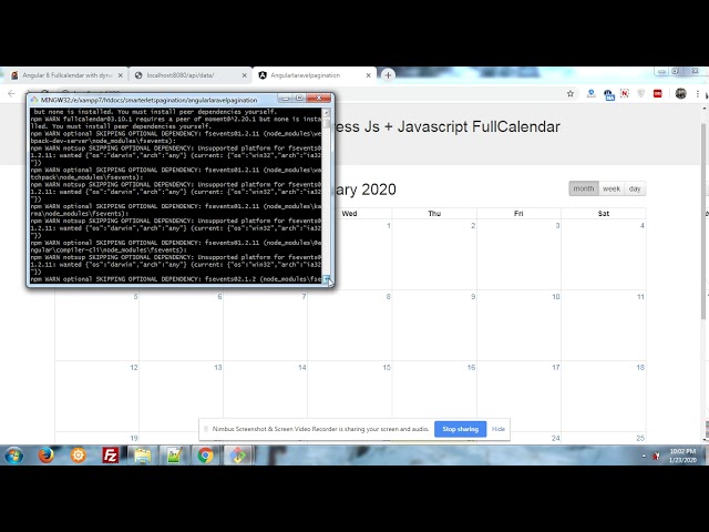 Angular 8 fullcalendar events from nodejs backend