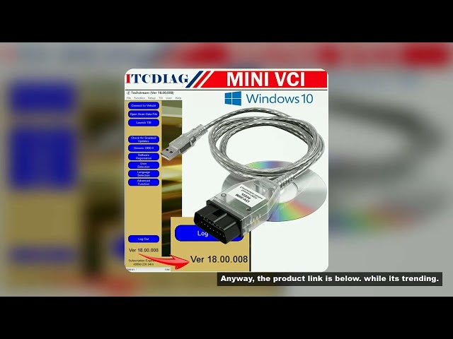 MINI VCI for TOYOTA TIS Techstream Software V18.00.008 Single Cable Support Toyota FT232RL Chip J253