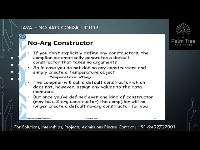 Java-39. Types of Constructors & No-Arg Constructor
