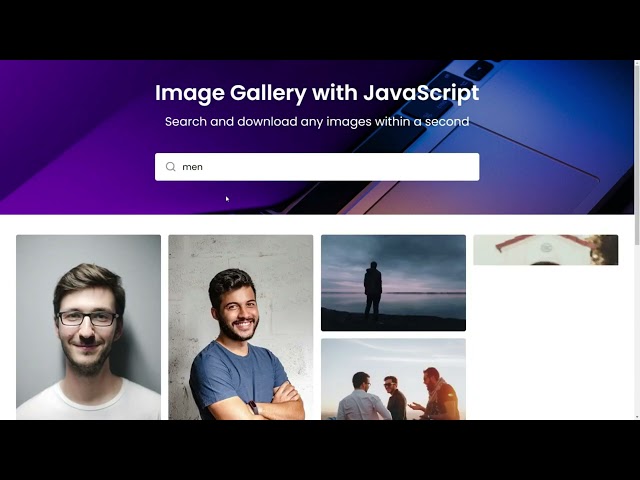 Create Image Search Engine in HTML CSS   JavaScript   Functional Image Gallery HTML CSS   JavaScript