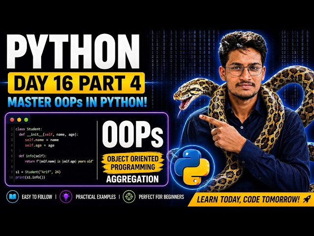 Python Day 16 (Part 4) | python OOPs ( Aggregation )full Explanation 🤩🥰 | #CodeByArif #Python
