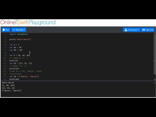 SwiftTutorial 1.10.1 Basics Arrays