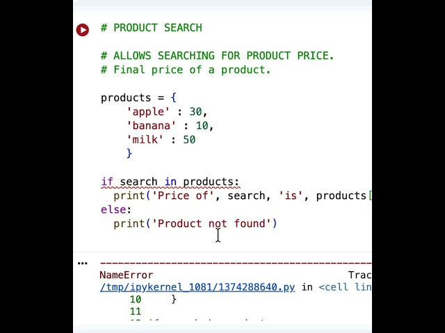 PYTHON CODE FOR PRODUCT SEARCH
