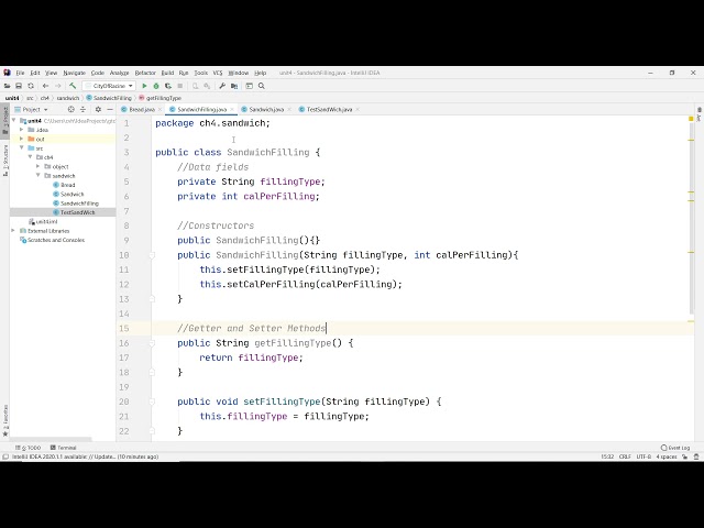 Java Programming 1 - Unit 4 Sandwich Assignment Solution