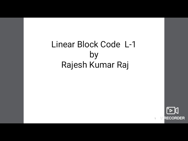 Linear block code introduction