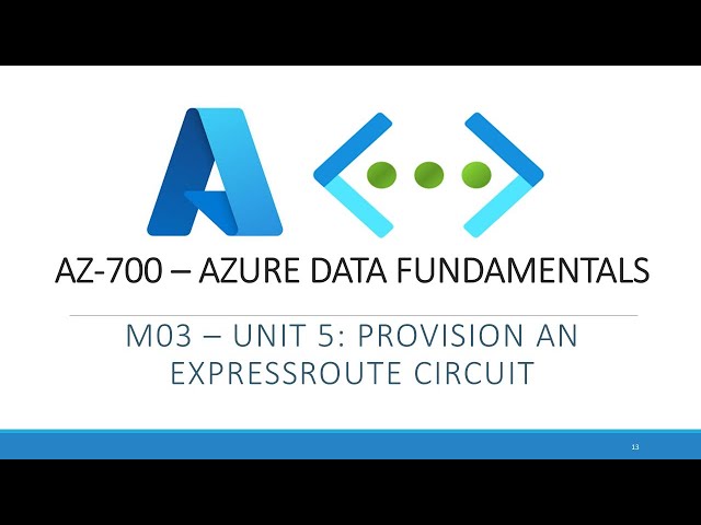 AZ-700 - M03 - Unit 5: Provisioning an express route