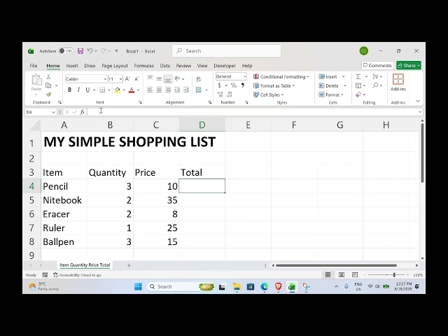 MS excel Act 1 Tutorial 1