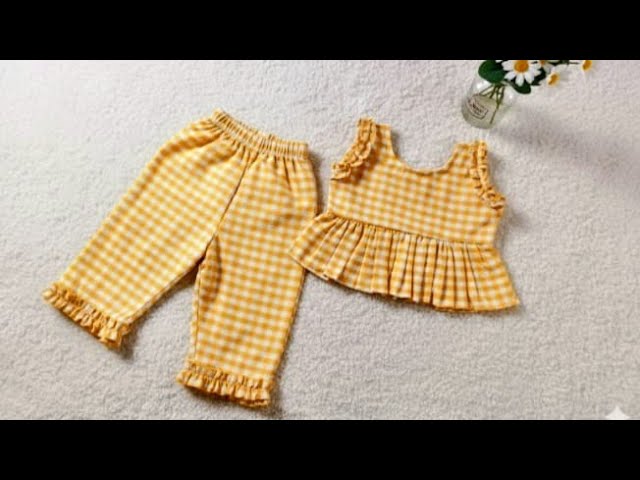 Baby peplum top with palazzo pant cutting and stitching (3-4) years 