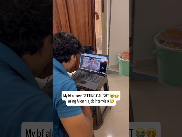 my bf almost GETTING CAUGHT 😭🤭 using AI on his job interview 🤣 #adparakeetai #interview #job