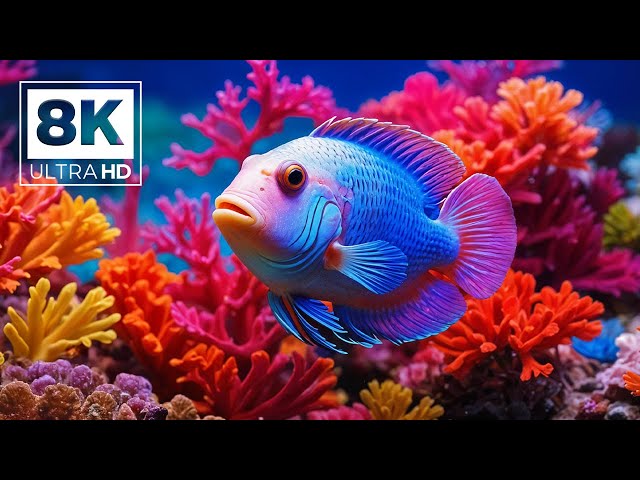 Aquarium 8K (VIDEO ULTRA HD) - Captivating Beauty of Coral Reef Fish - Soothing Meditation Music