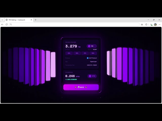 I Built a Cyberpunk TRX Staking Interface (Pure HTML/CSS/JS)