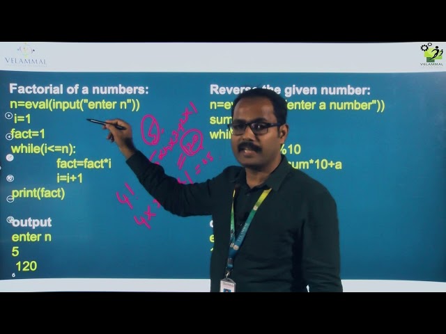 LOOPING AND CONTROL STRUCTURE SESSION Velammal Institute of Technology