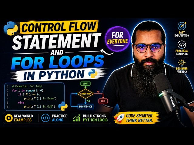 Control Flow Statements & For Loops in Python | Live Coding (Urdu/Hindi) 🐍🔄