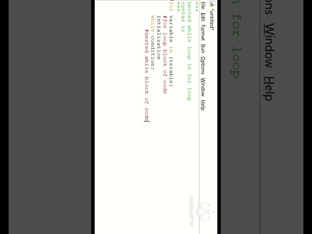 nested while loop in for loop