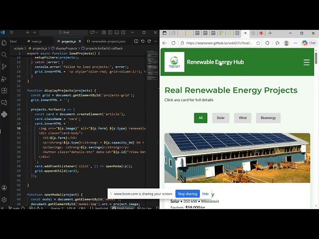 Demonstrating JavaScript Functionality in WDD231 Final Project