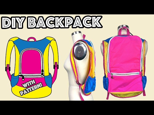 The Best DIY Packable Backpack: Perfect For Travel Or School! With Pattern And Full tutorial!