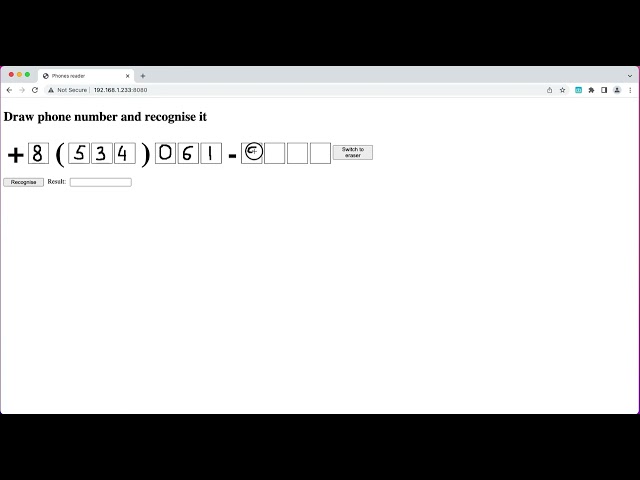 Handwritten phone numbers recognizer