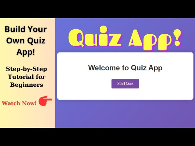How to Build a Quiz App Using HTML, CSS, and JavaScript | Step-by-Step Guide for Beginners!