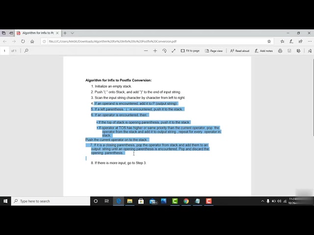 26  Coding the algorithm for Infix to Postfix